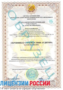 Образец сертификата соответствия аудитора №ST.RU.EXP.00014299-1 Котельники Сертификат ISO 14001